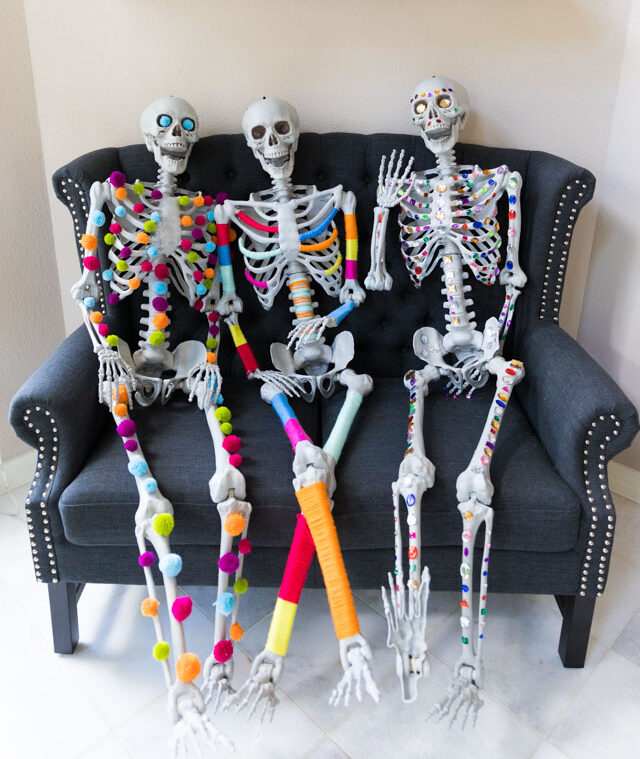 3 Colorful Ways to Decorate a Halloween Skeleton