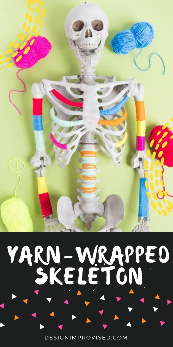 DIY Yarn Wrapped Skeleton for Halloween