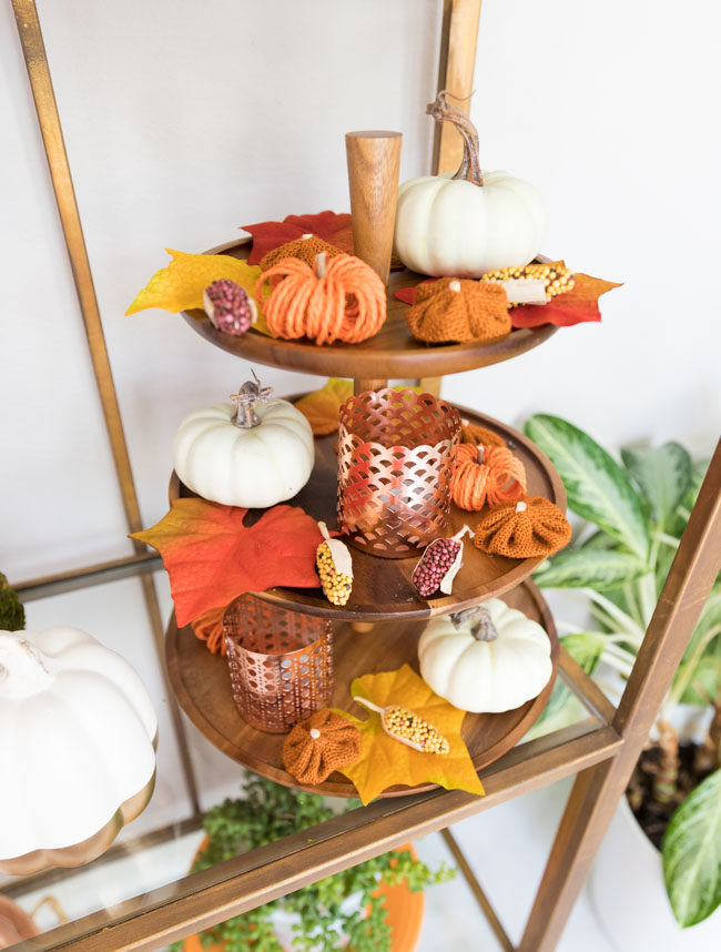 Fall decorated 3 tiered serving platter