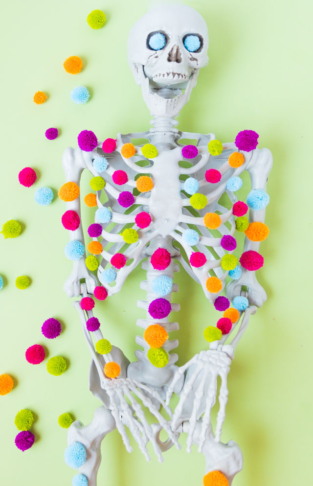 Pom-pom decorated Halloween skeleton