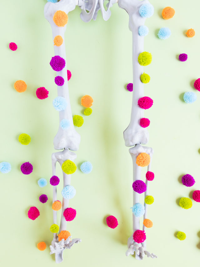 Pom-pom decorated Halloween skeleton