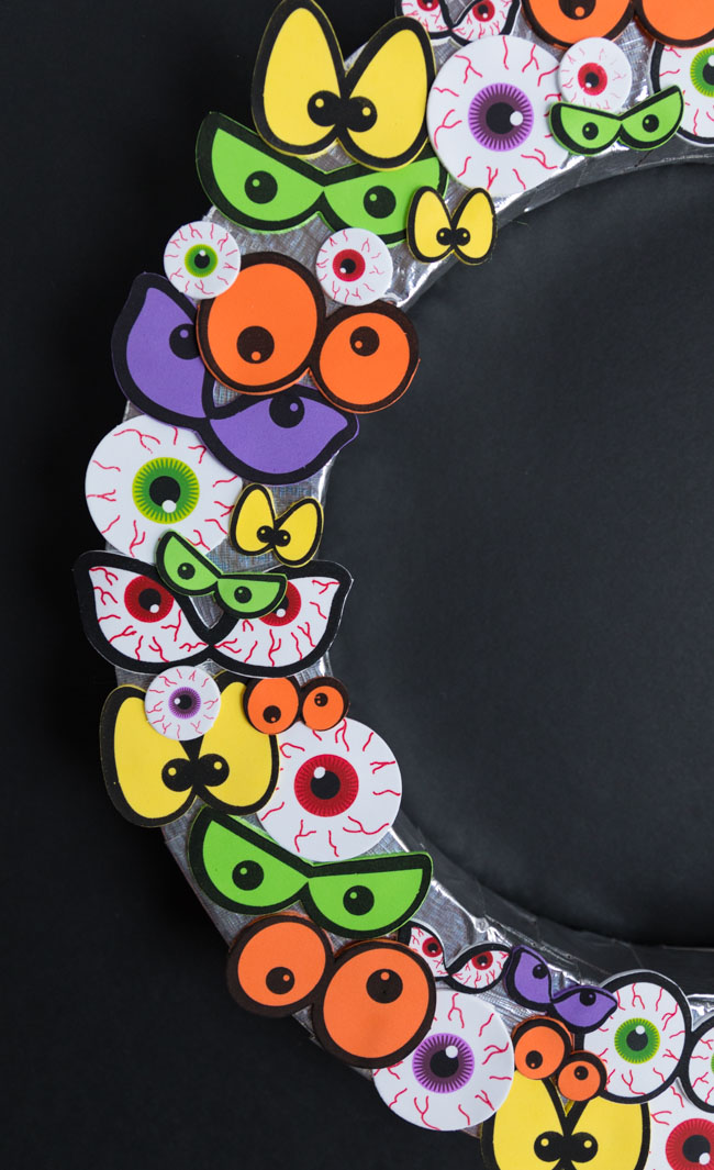 Closeup of eyeball stickers