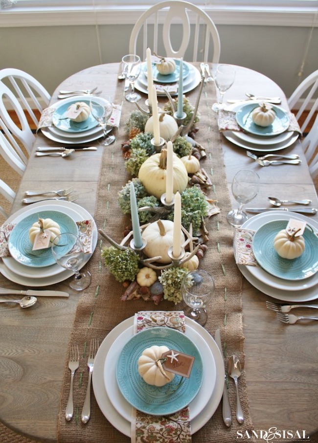 Beach themed Thanksgiving table