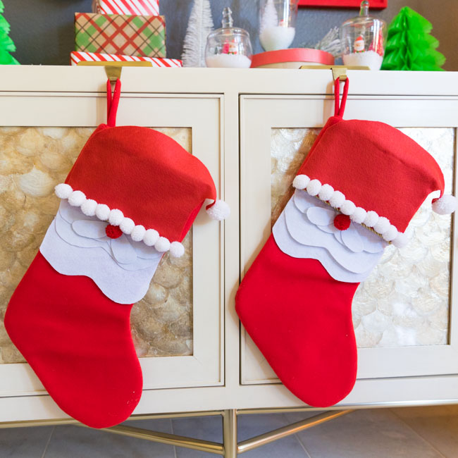 DIY Santa stockings with felt and pom-poms