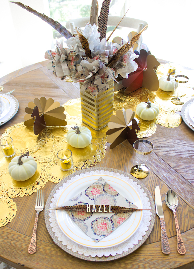 Elegant gold Thanksgiving table
