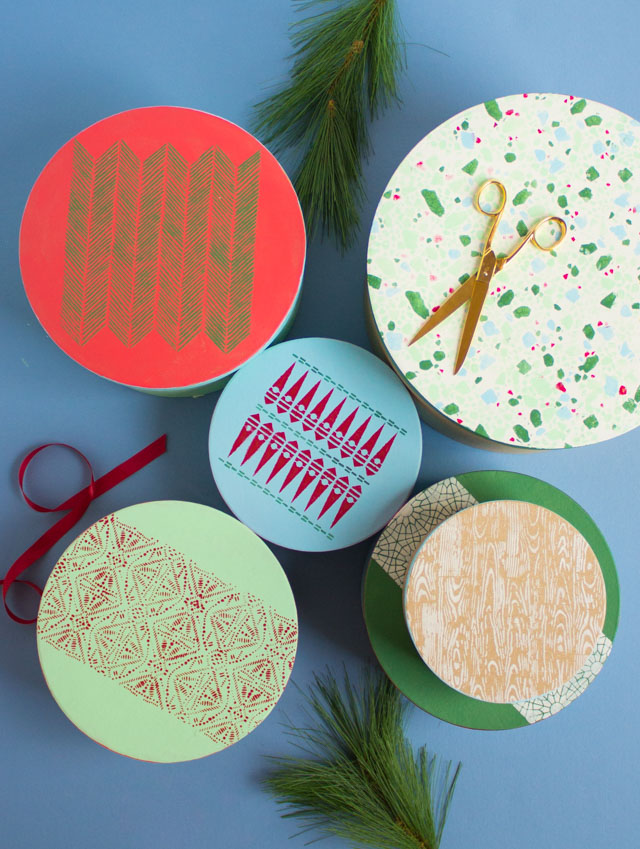 Painted Wood Slice Ornaments with Martha Stewart Stencils - Design