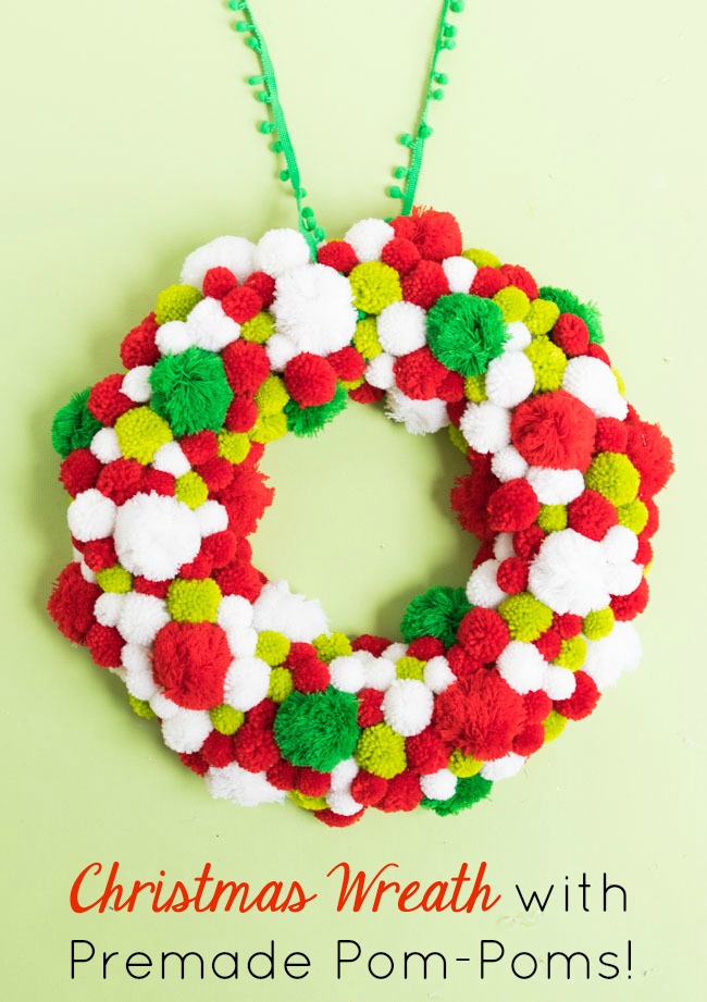 Yarn pom-pom Christmas wreath