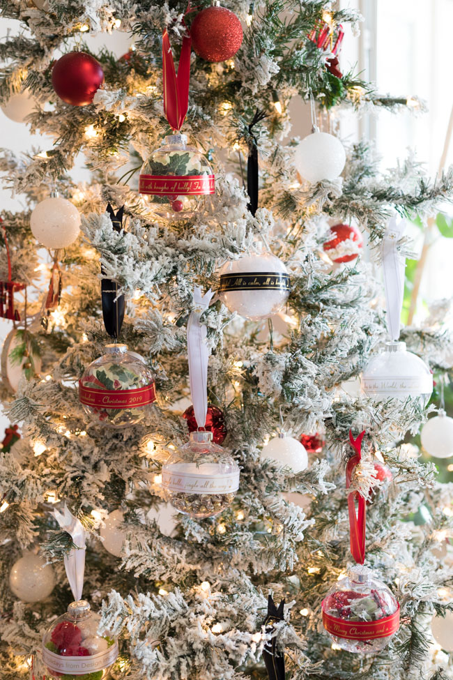 Tree filled with ribbon ornaments