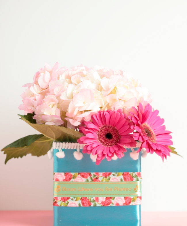 DIY Ribbon Vases with P-Touch Embellish ELITE Label Printer