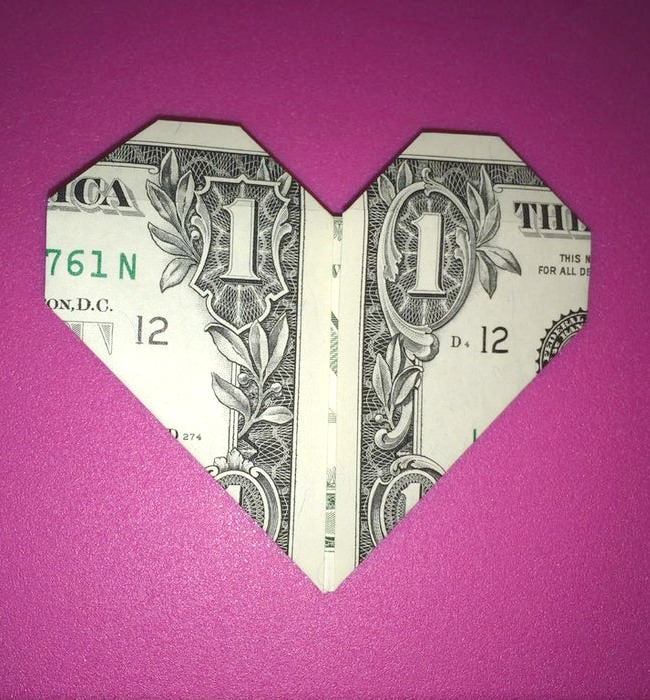 Easy Origami Heart Dollar