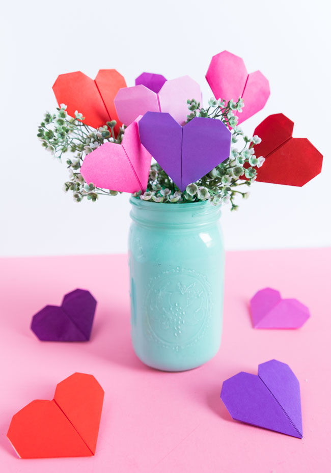 How to Make Simple Paper Heart Flowers