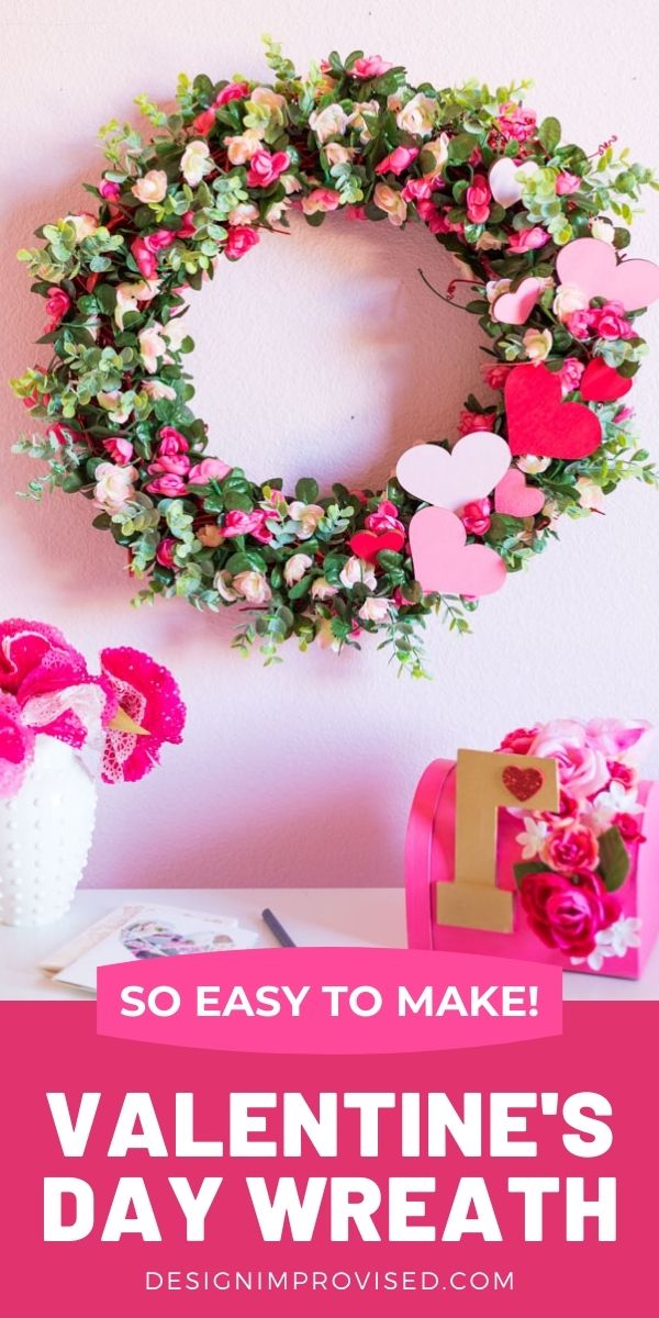 Valentine's Day Wreath with roses and hearts