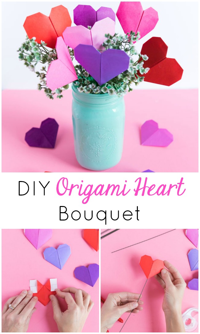 Simple origami heart bouquet