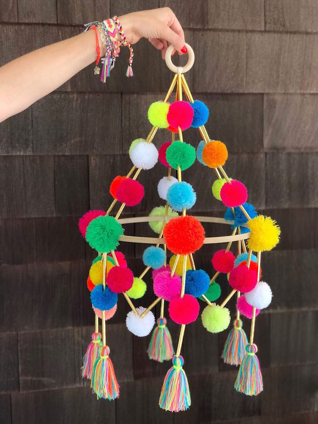 16 Pom Decor Crafts To Try In Your, Pom Chandelier Wall Hangings