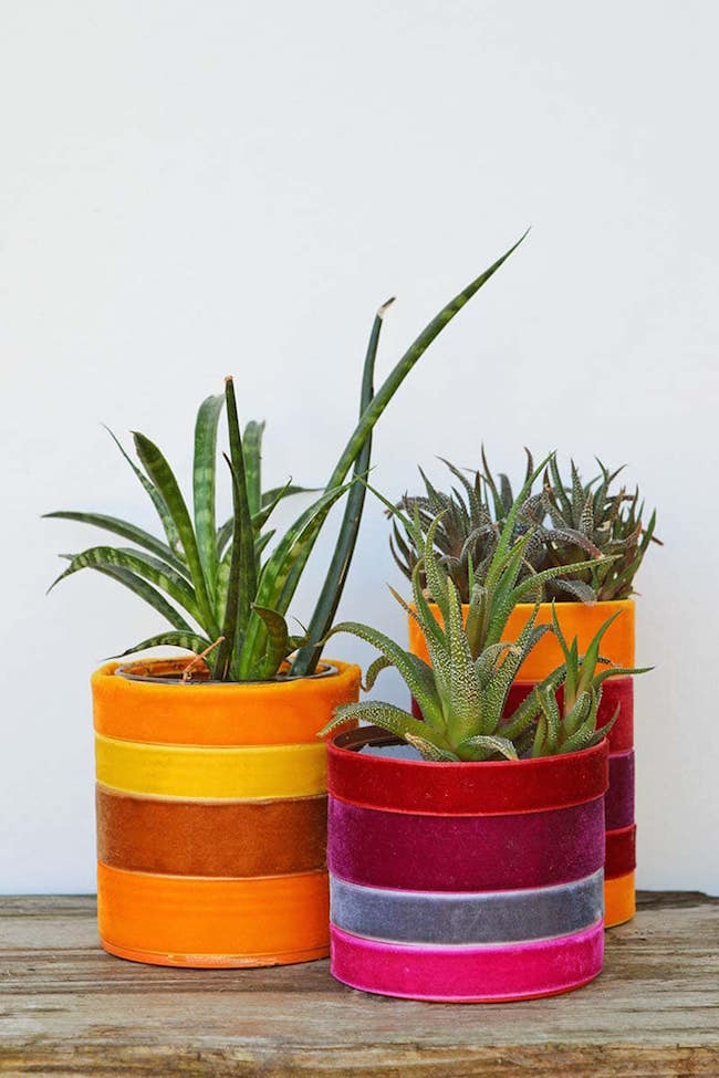 Velvet Ribbon Upcycled Planters