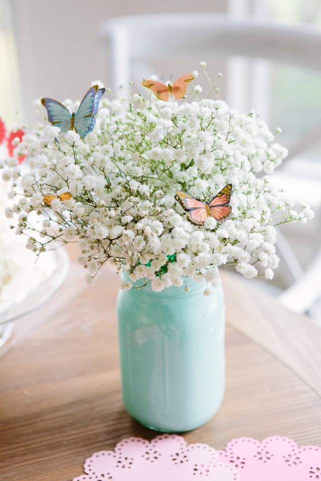 Butterfly Centerpiece Idea with Baby's Breath