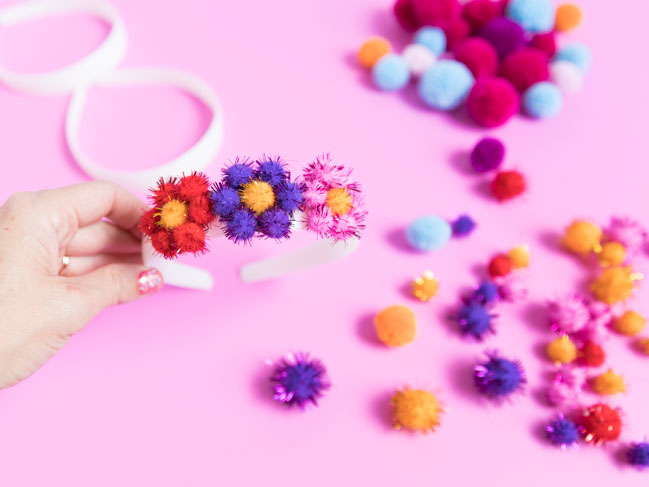 How to make a pom-pom flower headband