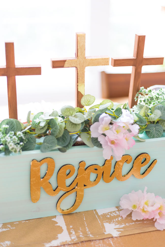 DIY Rejoice Religious Easter Centerpiece