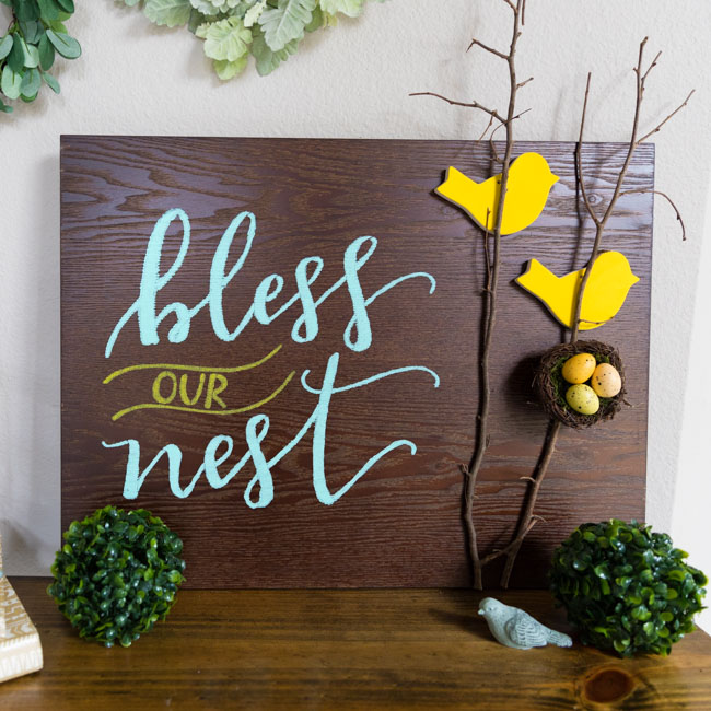 DIY Bless Our Nest Wood Sign