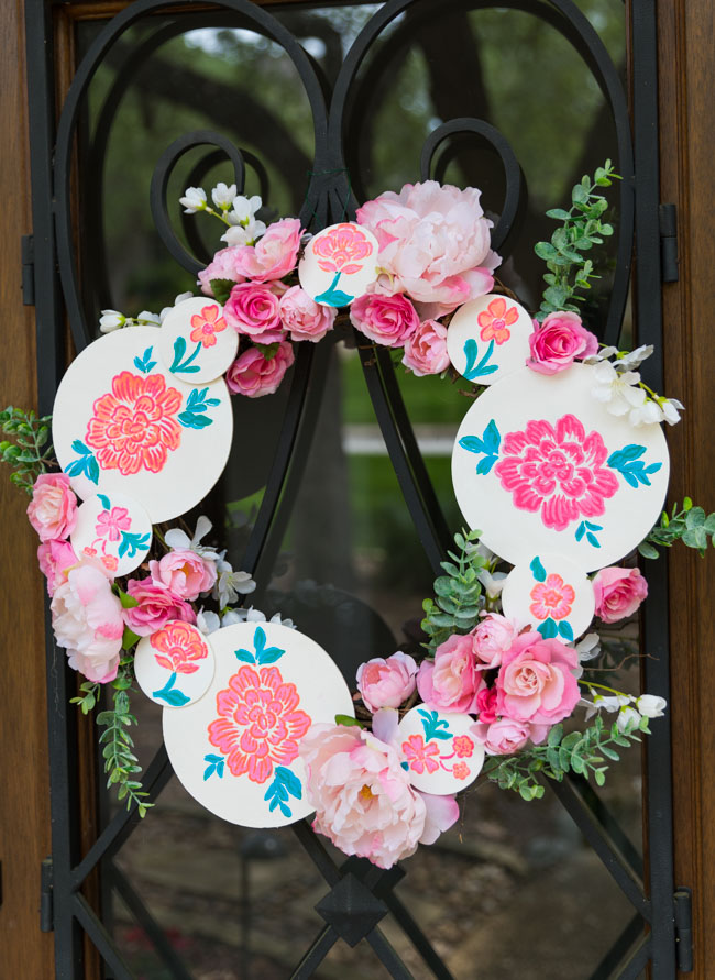 DIY Floral Painted Wood Circle Wreath