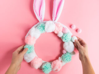 Pom-Pom Easter Bunny Wreath - Design Improvised