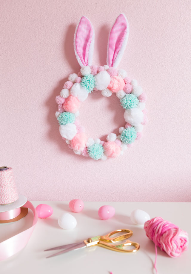 DIY Pom-Pom Easter Bunny Wreath