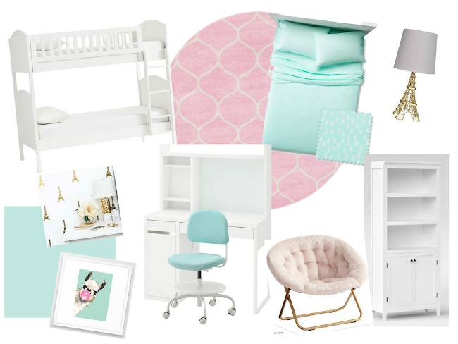 Girls Teal Paris Bedroom Decor Mood Board