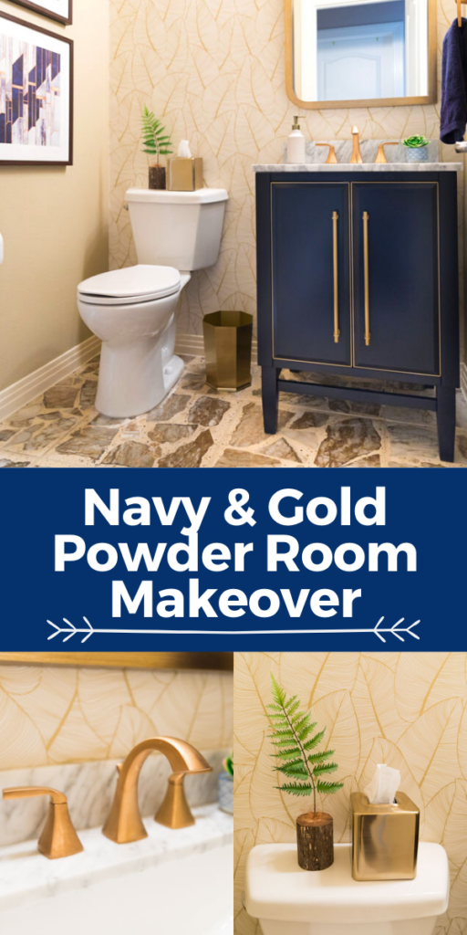 Navy and Gold Powder Room Makeover Reveal! Design Improvised