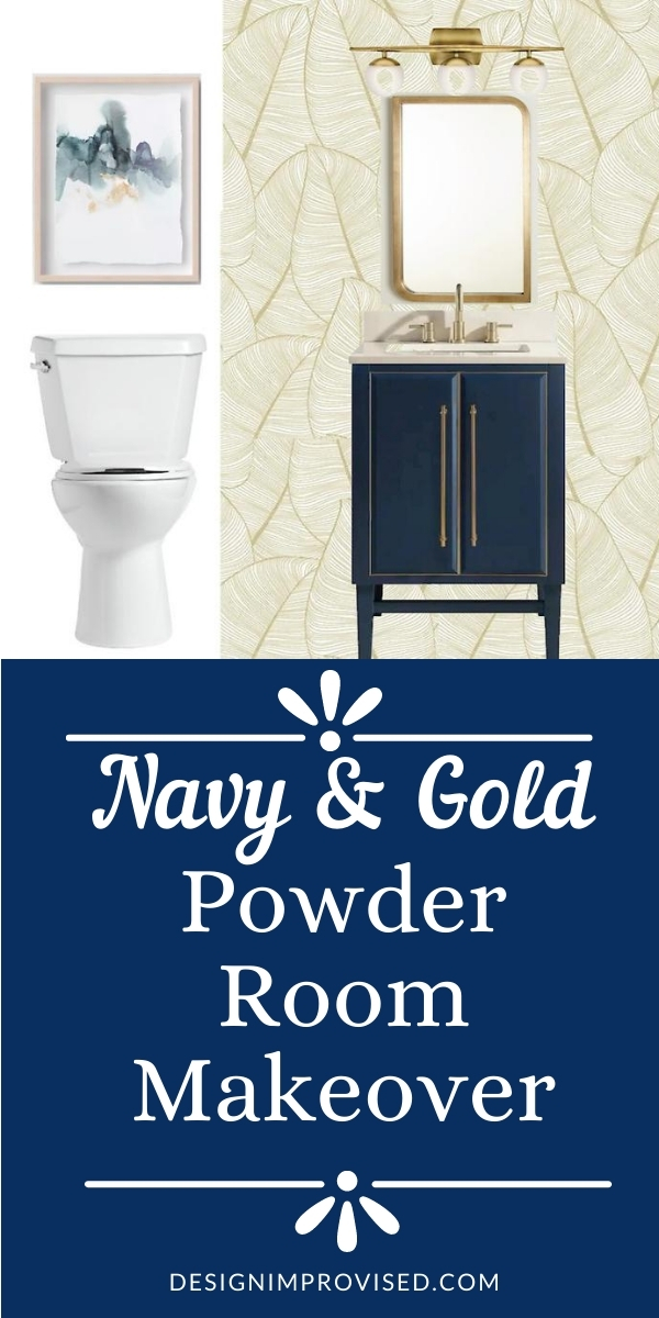 Navy and Gold Powder Room Makeover