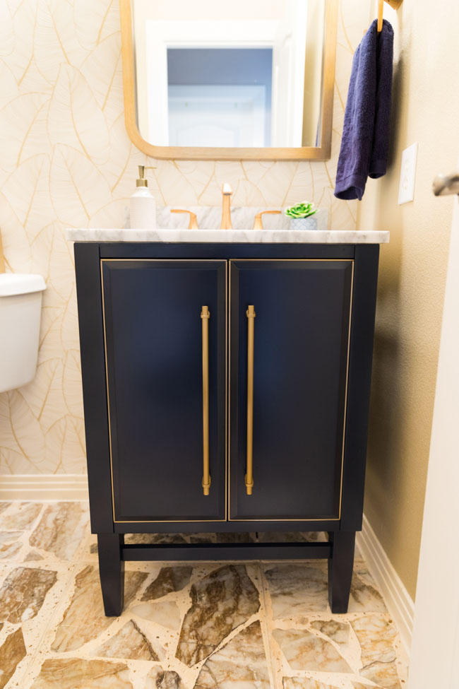 Navy and Brass Bathroom Reveal