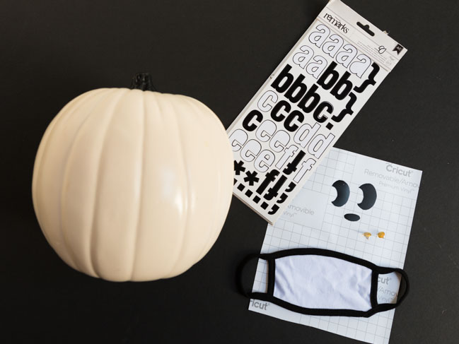 Supplies for ghost face mask pumpkin