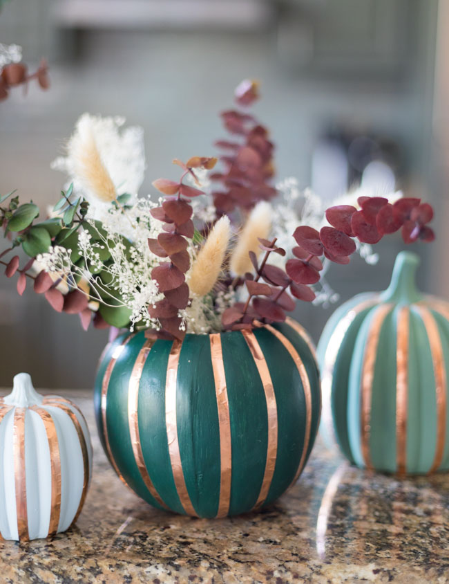 DIY Pumpkin vase with copper tape