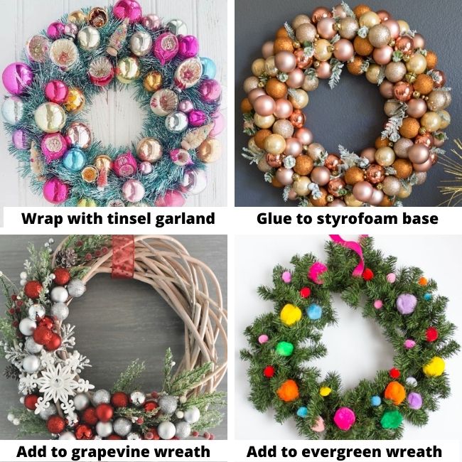 Different ways to make Christmas Ornament Wreaths