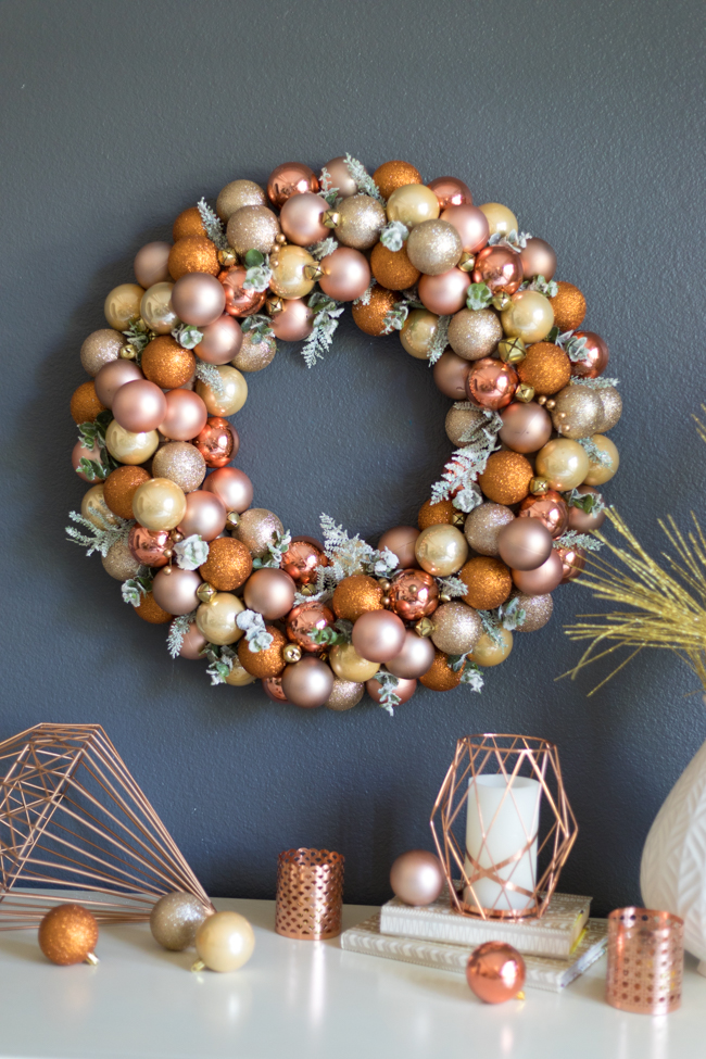 DIY Ornament Wreath with baubles