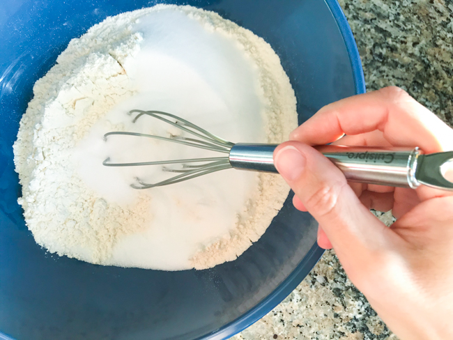 Mixing flour and salt for salt dough ornaments