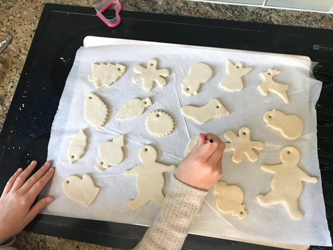 How to make hole in salt dough ornaments with straw