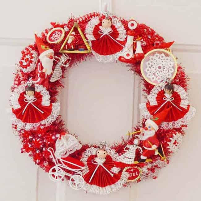 $6 Dollar Wire Hanger Christmas Ornament Wreath and Bow Tutorial