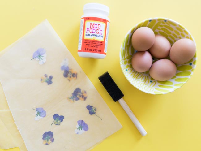 Supplies for pressed flower craft with eggs