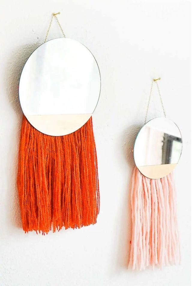 Fringed Mirror Wall Hanging