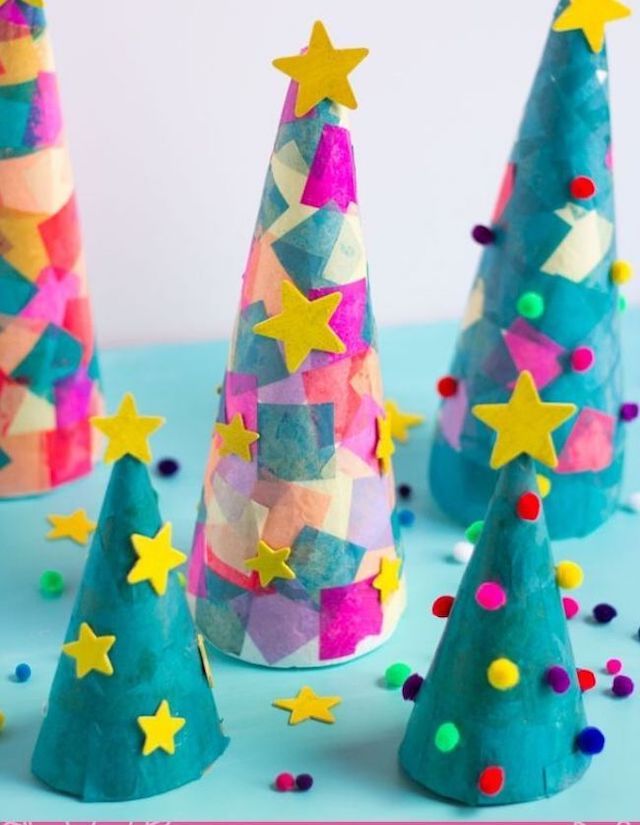 Tissue paper Christmas trees