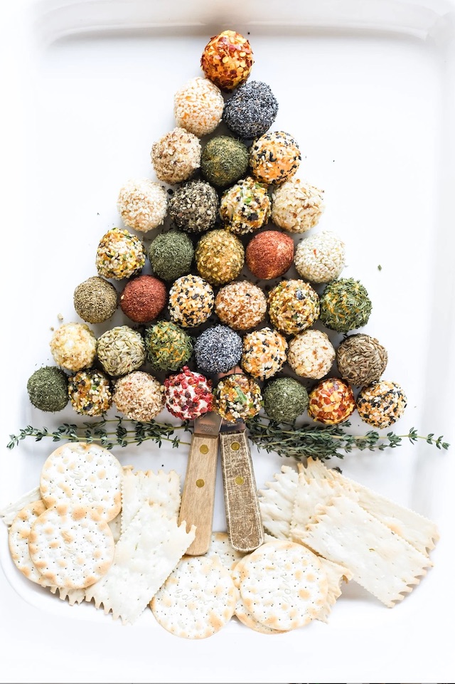 Christmas tree from cheese balls