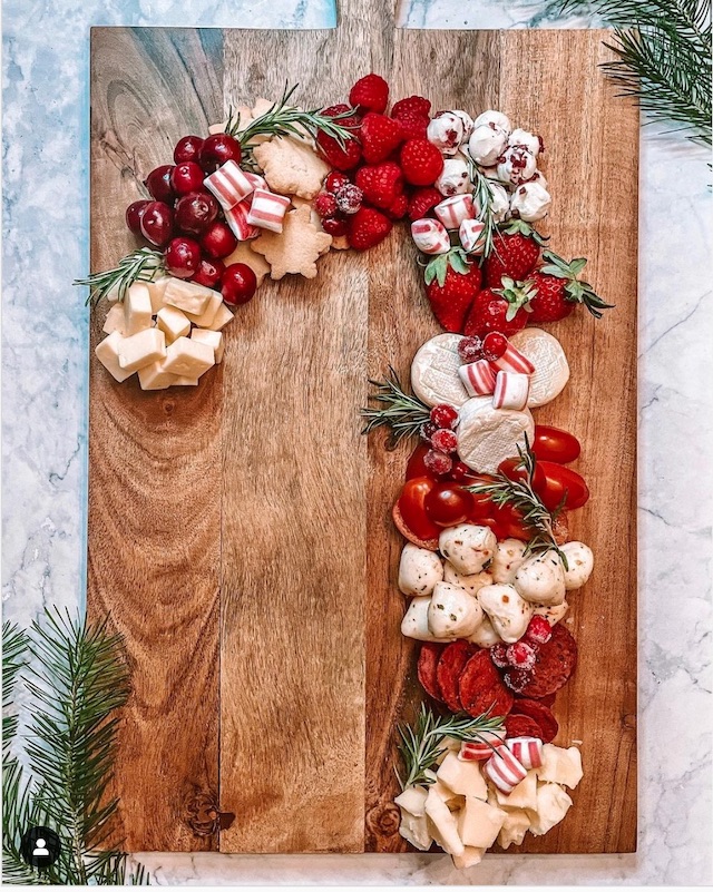 Candy cane charcuterie board