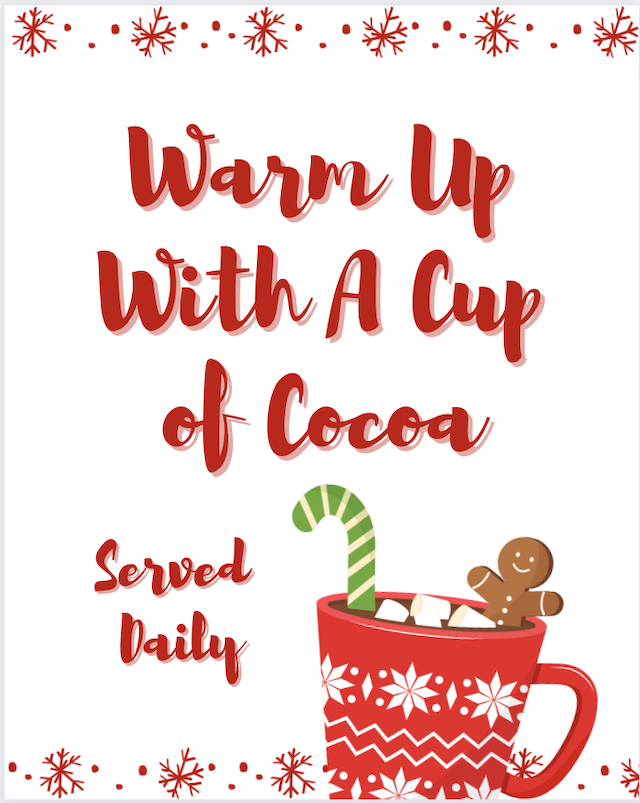 hot chocolate bar sign free printable