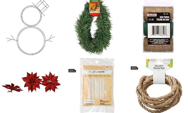 Dollar Tree snowman wreath supplies