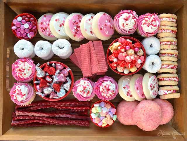 Kid friendly valentine's day dessert board