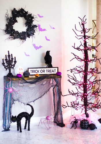Black and purple Halloween decor